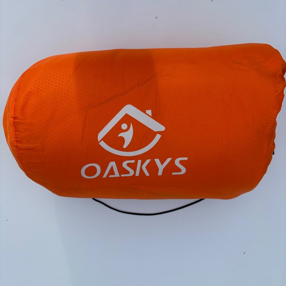 Oaskys 3-Season Sleeping Bag Orange Grey Gorpcore Camping Gear Cozy 1.35KG